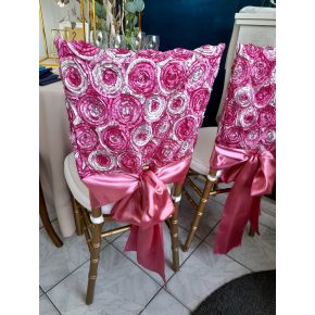 Rozettás Chiavari székhuzat kölcsönzés pink színben 