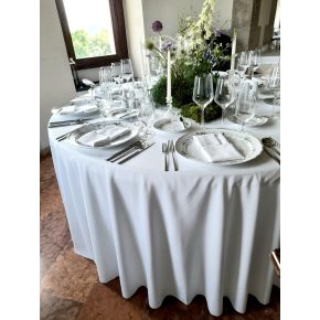 Fehér színű lenvászon körabrosz bérlése