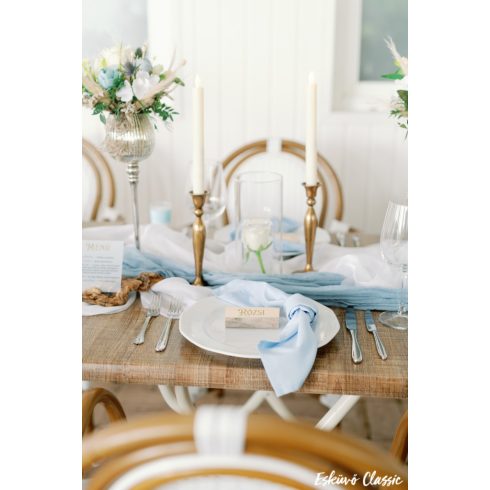 Világoskék színű matt műszálas textil szalvéta kölcsönzés