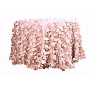 Púderrózsaszín aplikált 3d szirmos körabrosz bérlése