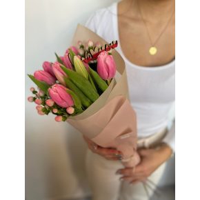 Tulipán csokor szerelmes üzenettel